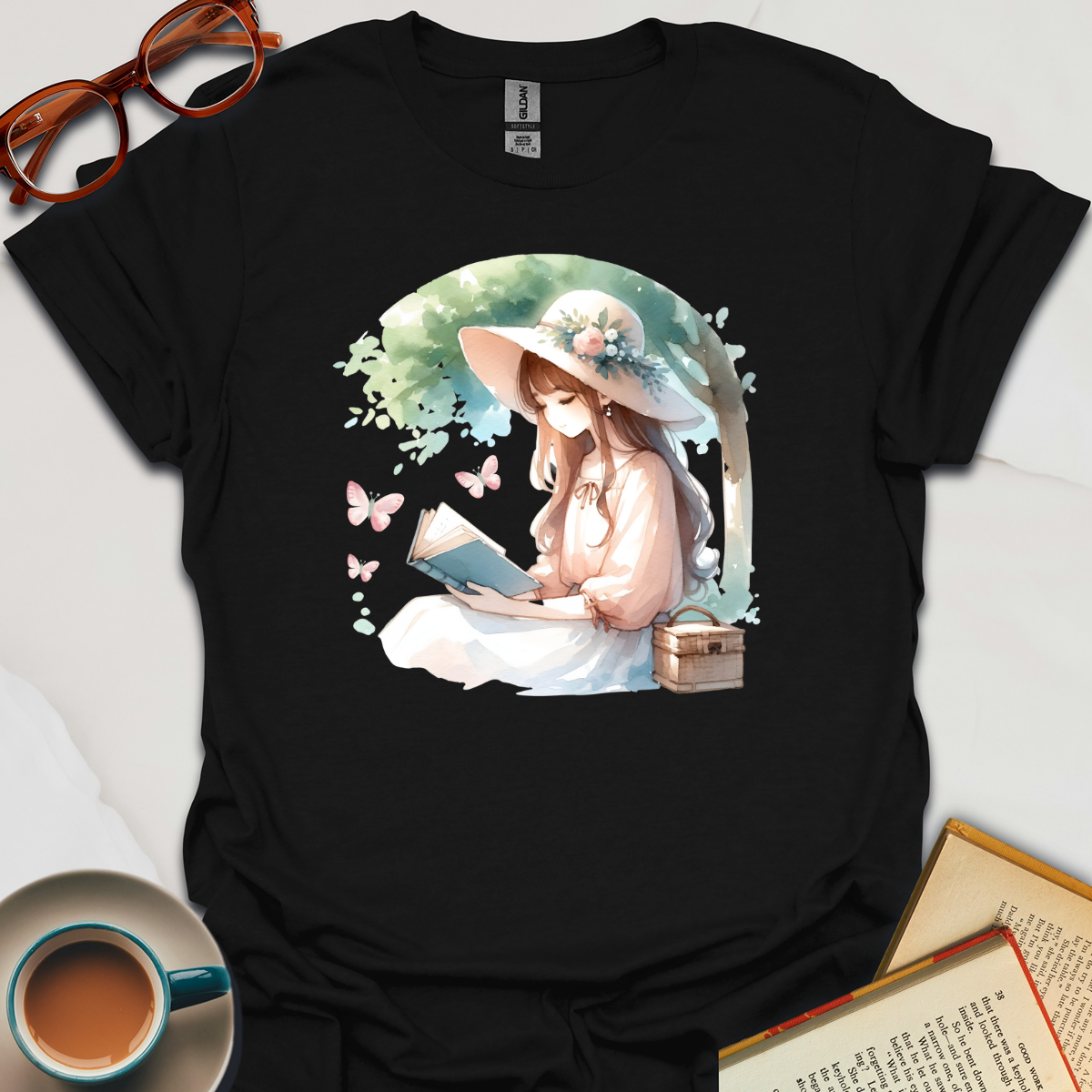 Botanical Girl Reading T-Shirt