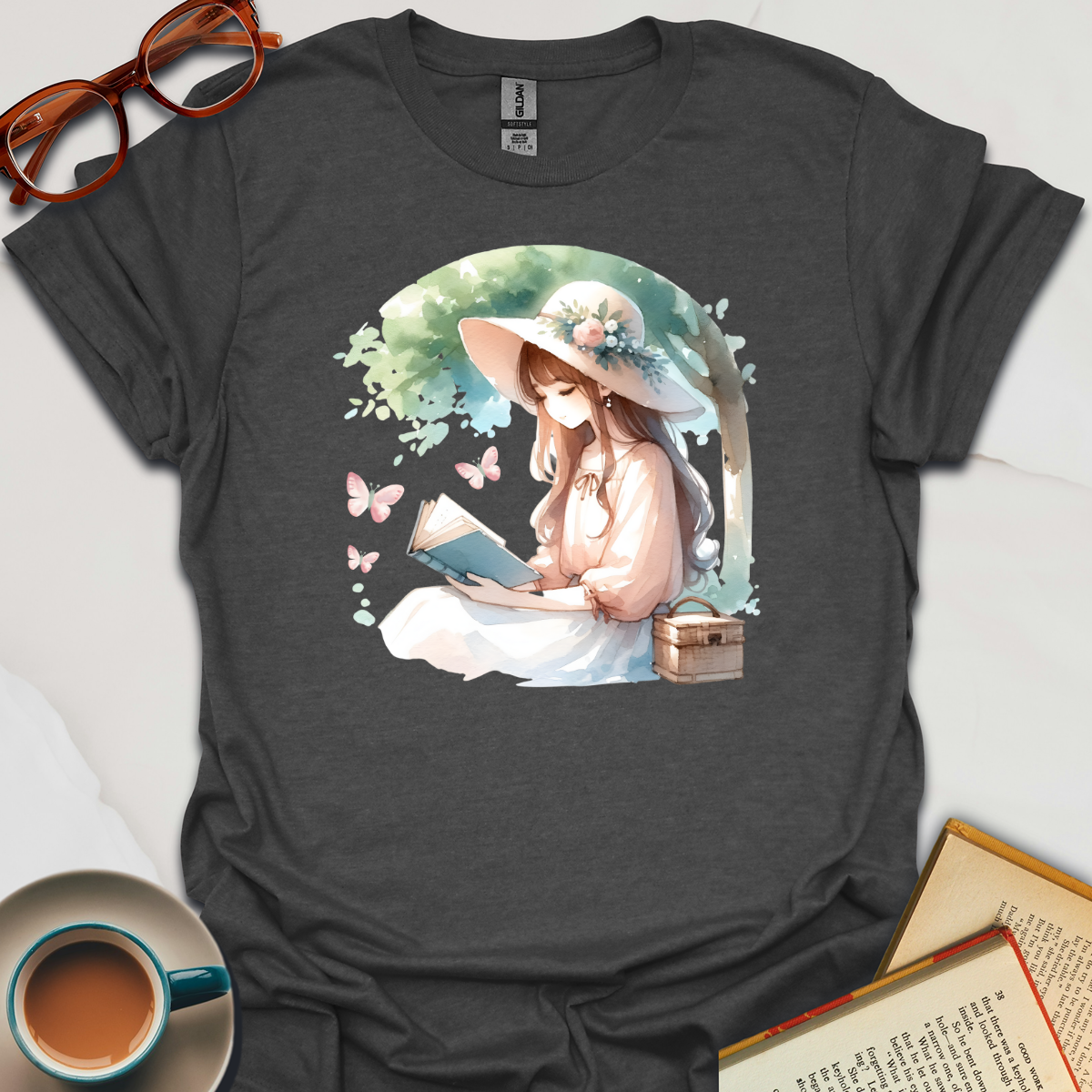 Botanical Girl Reading  T-Shirt