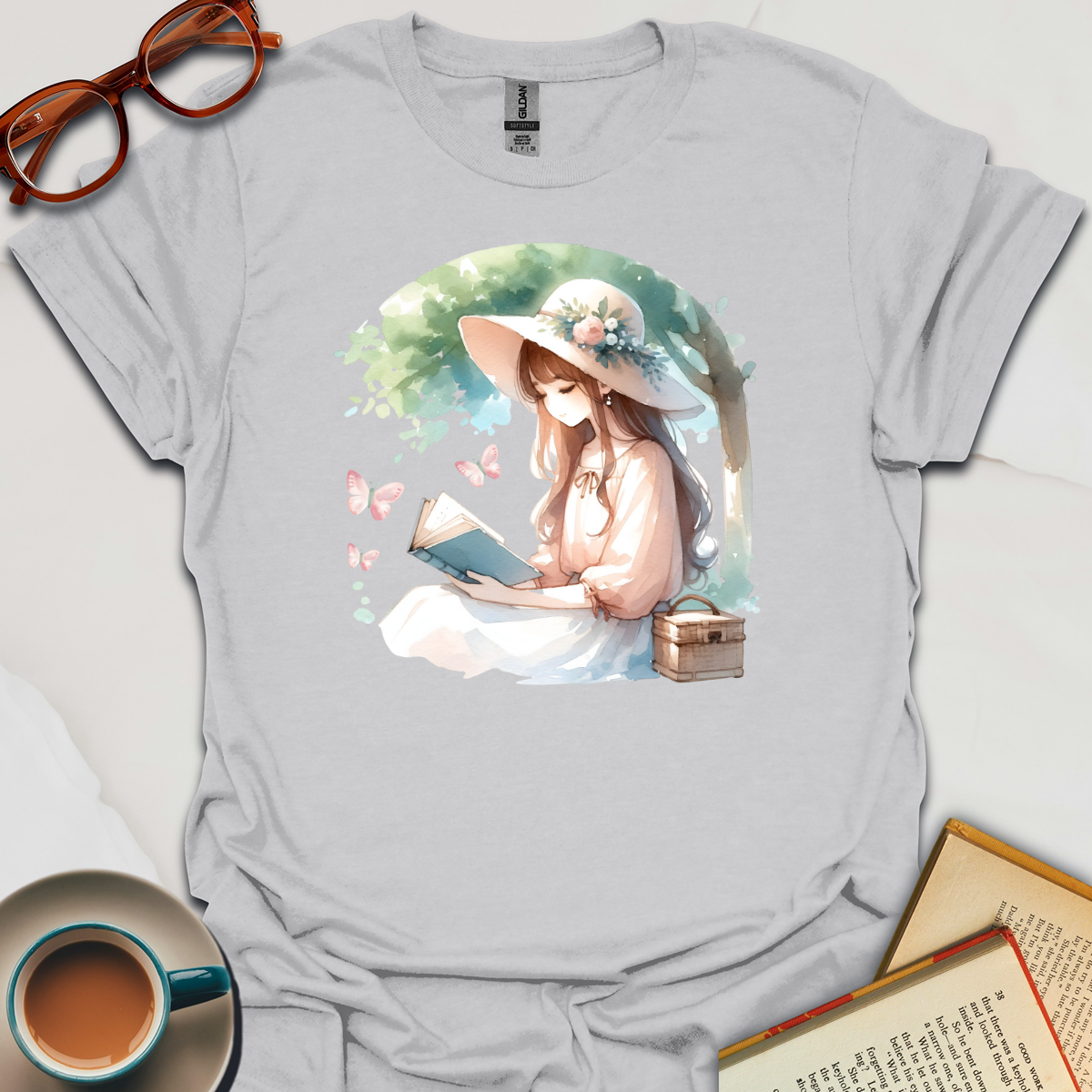 Botanical Girl Reading  T-Shirt
