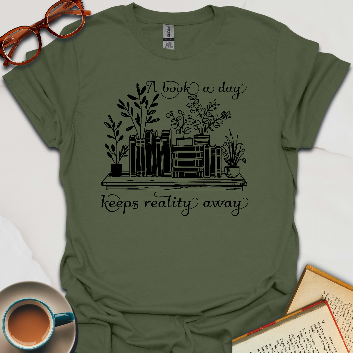 A Book a Day Keeps Reality Away T-Shirt | Unisex Tee