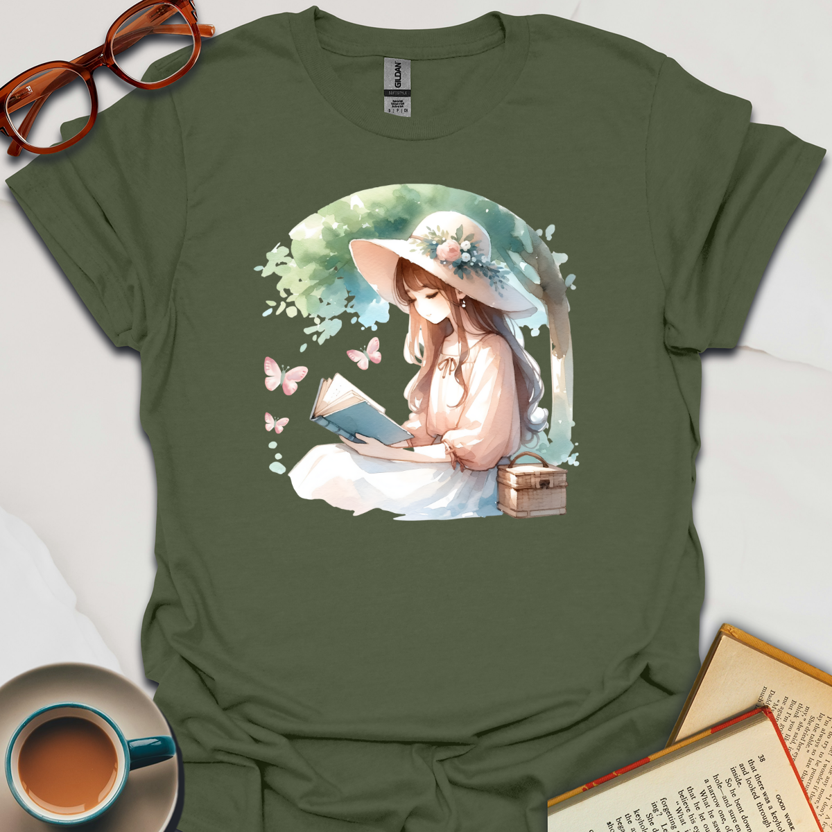 Botanical Girl Reading  T-Shirt
