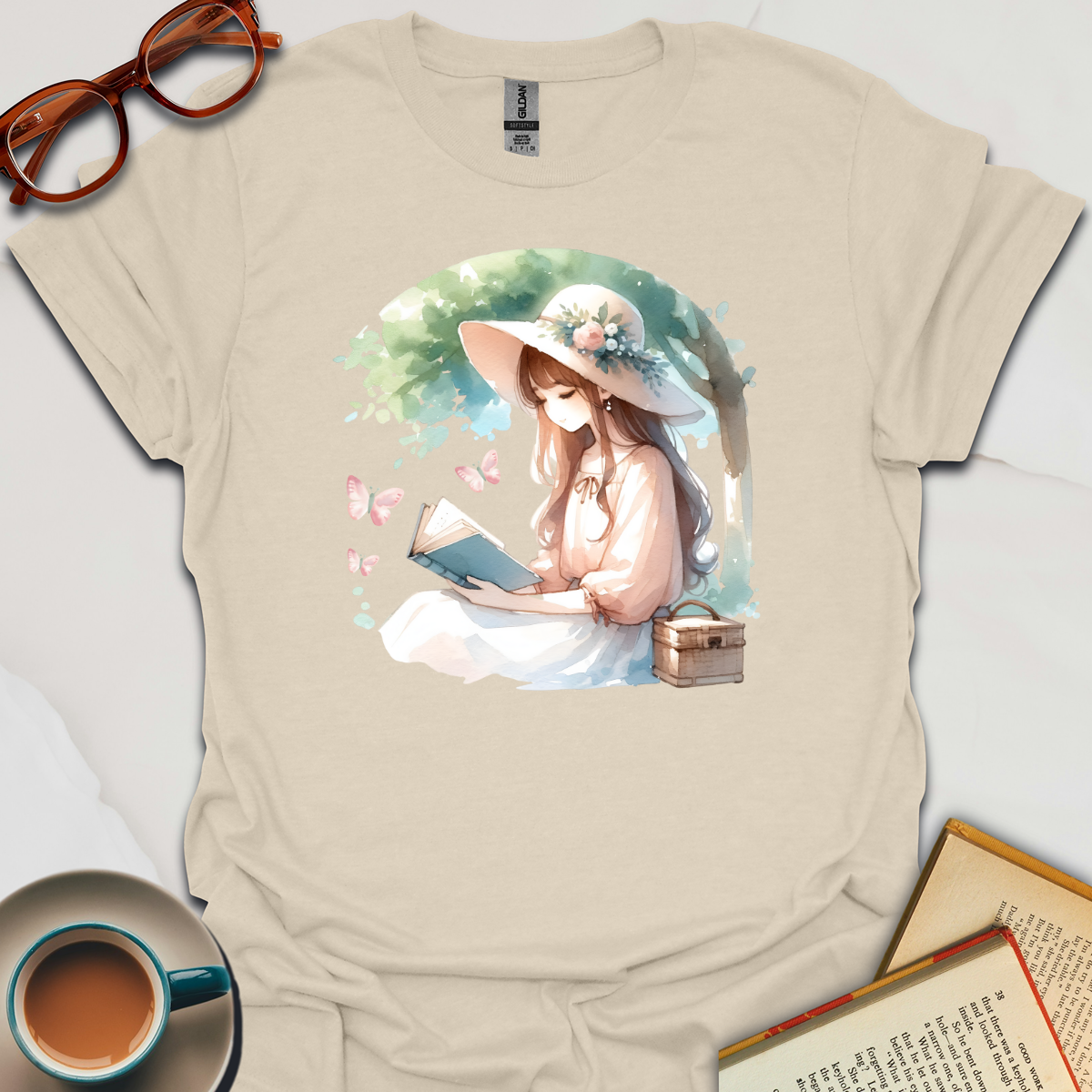 Botanical Girl Reading  T-Shirt