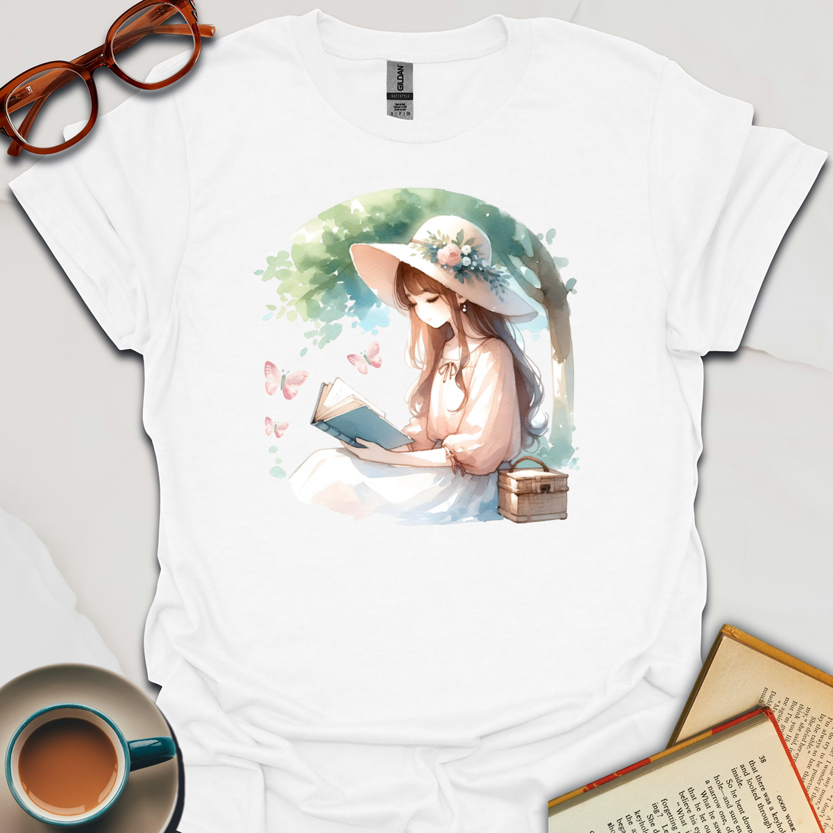Botanical Girl Reading  T-Shirt